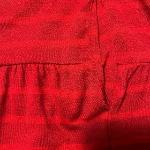 Agnes & Dora Red Muted Stripe Dress Relaxed Fit Pockets Long Sleeve Pullover - Picture 6 of 7